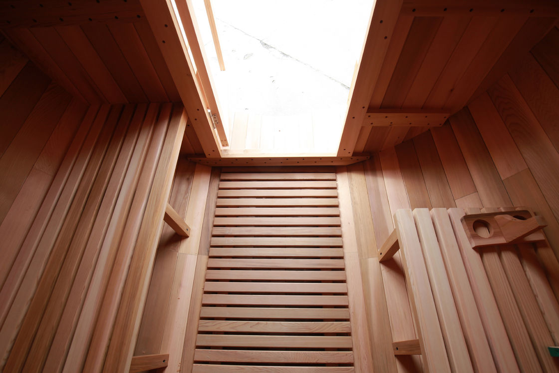 Sauna tradicional de barril de vapor de cedro/cicuta canadiense 2025 con función de vapor seco y estufa de leña exterior