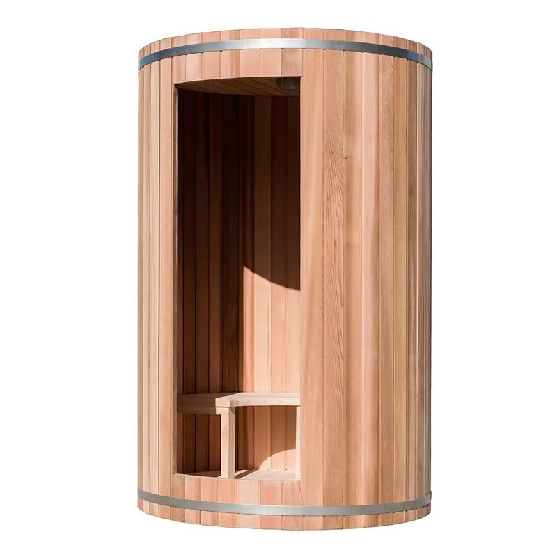 Sauna tradicional de barril de madera maciza para 2 personas al aire libre con vapor de 6kw y diseño tradicional