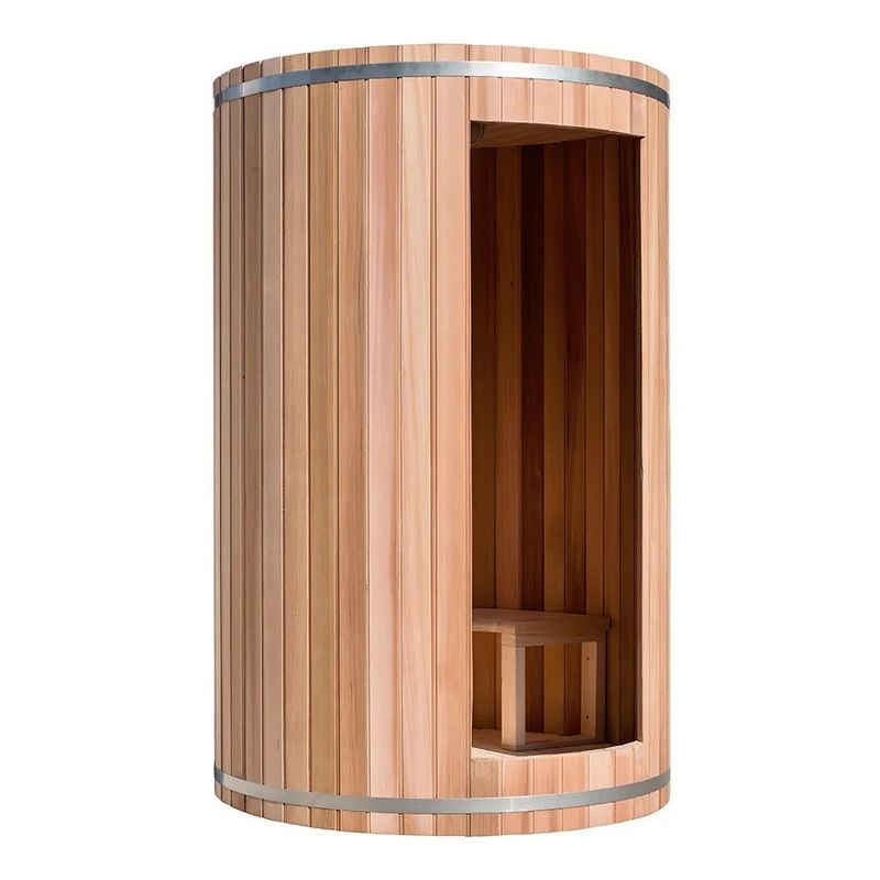 Sauna tradicional de barril de madera maciza para 2 personas al aire libre con vapor de 6kw y diseño tradicional