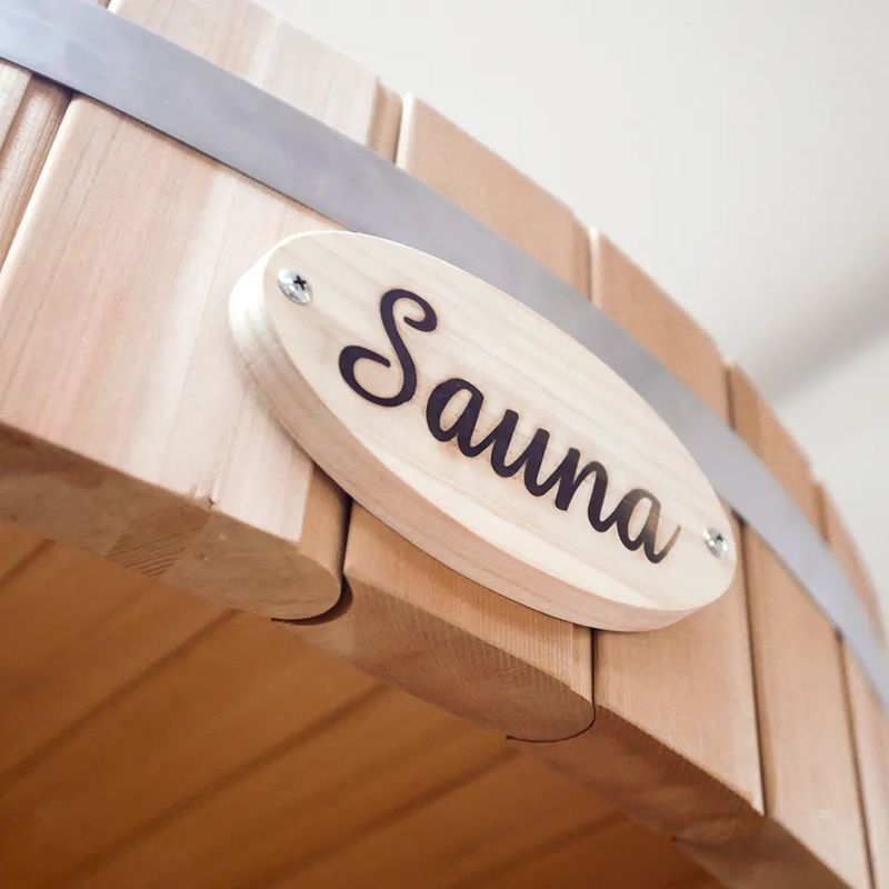 Sauna tradicional de barril de madera maciza para 2 personas al aire libre con vapor de 6kw y diseño tradicional