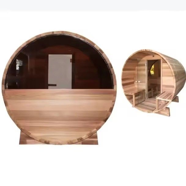 2025 Sauna de vapor seco patio exterior barril madera sólida cedro rojo sala de sauna tradicional para relajación en el patio