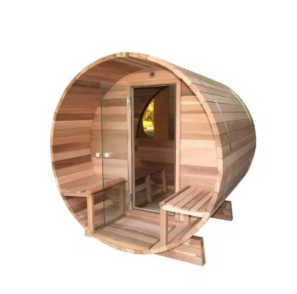 2025 Sauna de vapor seco patio exterior barril madera sólida cedro rojo sala de sauna tradicional para relajación en el patio