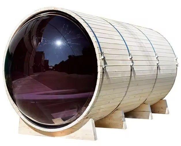 Sauna panorámica de vidrio tradicional para exteriores con cubo de vapor de pino nórdico YSE Red Cedar 2025, para 4 personas