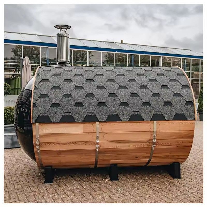 Tipo de madera maciza Hemlock 2025 Sauna para 6 personas Sauna de barril para jardín Sauna al aire libre Baño de vapor
