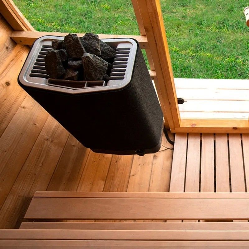 Transom Ventanas 2-4 Personas Hemlock Sauna de barril de cedro rojo con 110V/220V de tensión y sala de vapor