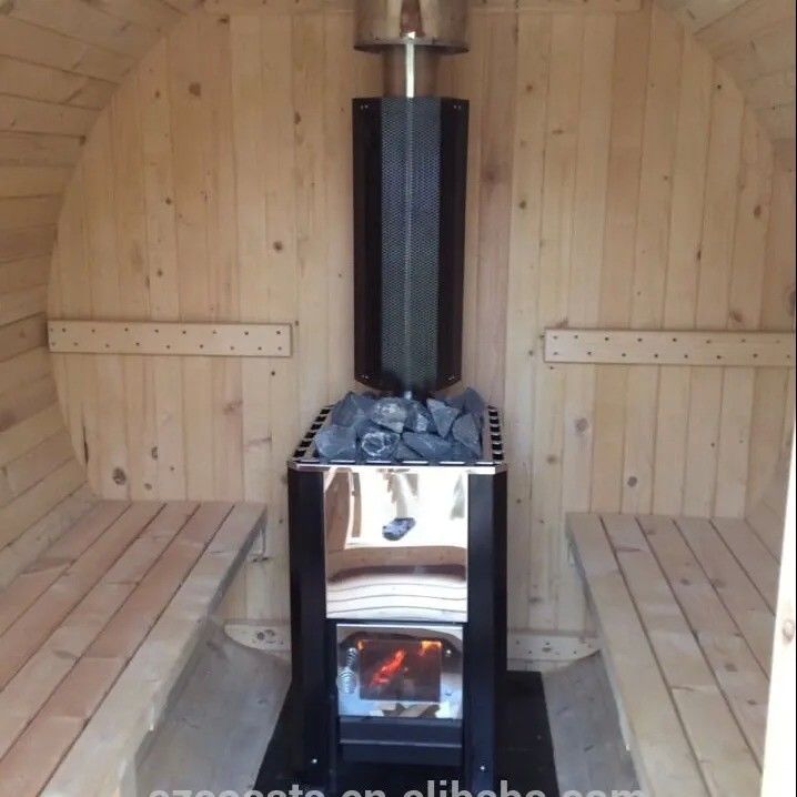 4-8 personas Capacidad Certificado CE Sauna de madera con barril exterior y estufa de leña