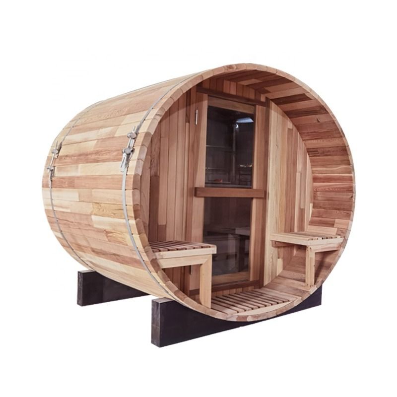 2021 Nuevo pino canadiense/Hemlock/Cedar Sauna de vapor al aire libre con barril Sauna tradicional con accesorios de calefacción 4-6 personas