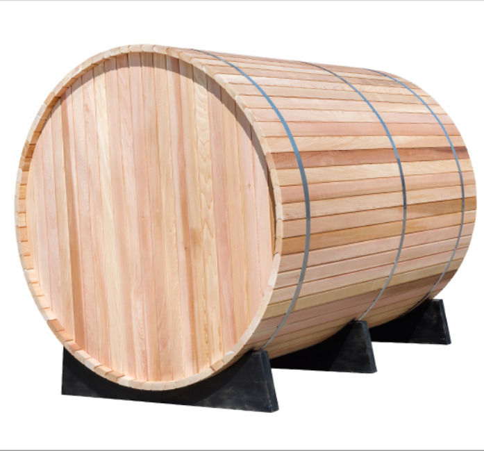 2021 Nuevo pino canadiense/Hemlock/Cedar Sauna de vapor al aire libre con barril Sauna tradicional con accesorios de calefacción 4-6 personas