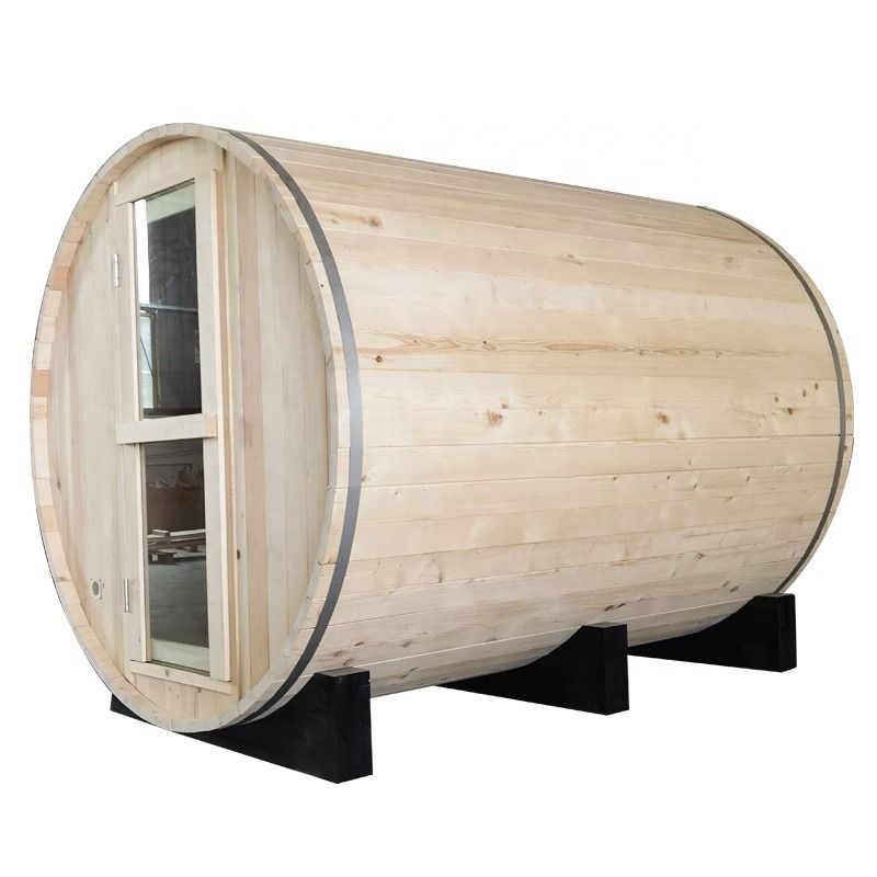 2021 Nuevo pino canadiense/Hemlock/Cedar Sauna de vapor al aire libre con barril Sauna tradicional con accesorios de calefacción 4-6 personas