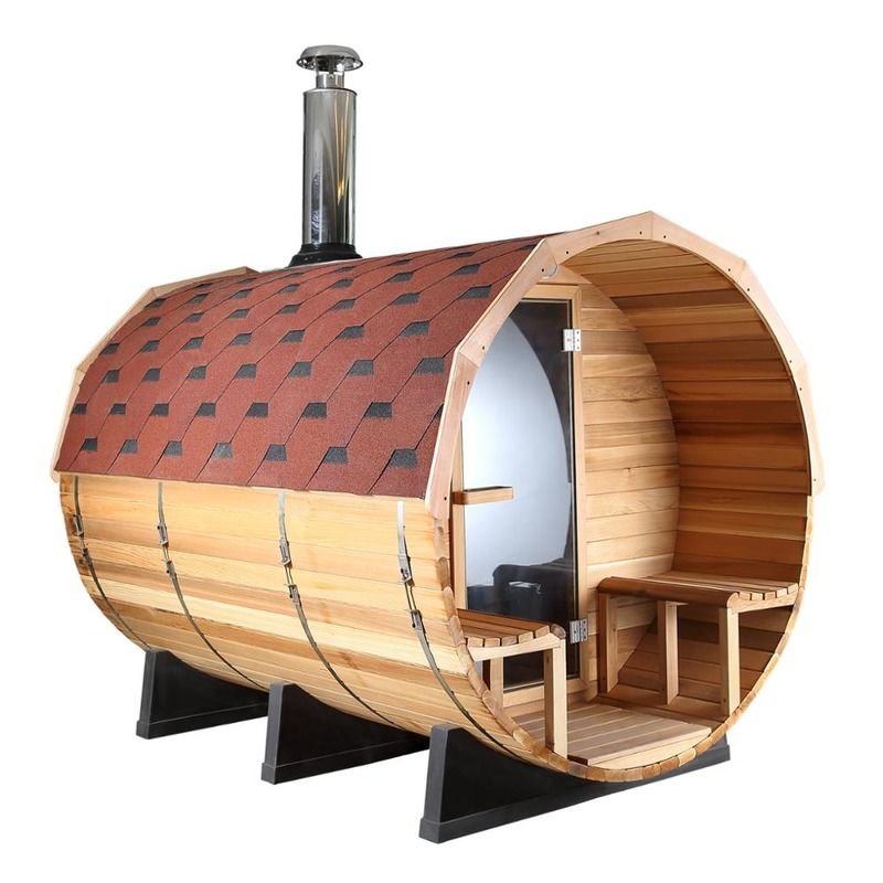 Sala de sauna tradicional de estilo europeo de 3-4 personas con sauna de barril con calefacción de sauna Harvia Para uso al aire libre