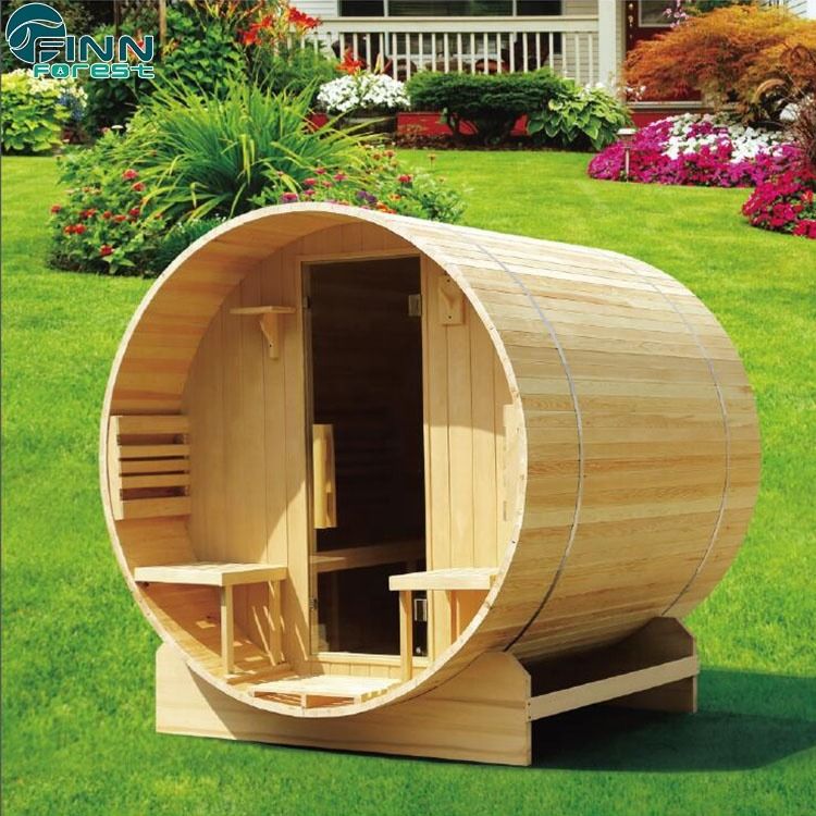 Sala de sauna tradicional de estilo europeo de 3-4 personas con sauna de barril con calefacción de sauna Harvia Para uso al aire libre