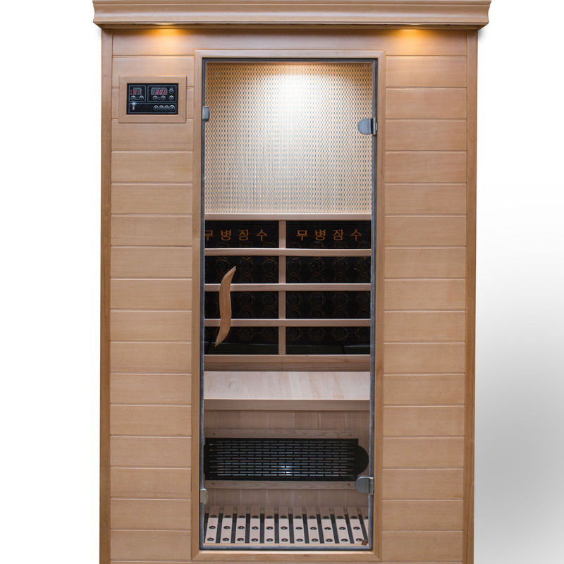 Sauna infrarroja de madera maciza para desintoxicación con panel de control de computadora de alta calidad, sala de sudoración, baño, caja para el hogar