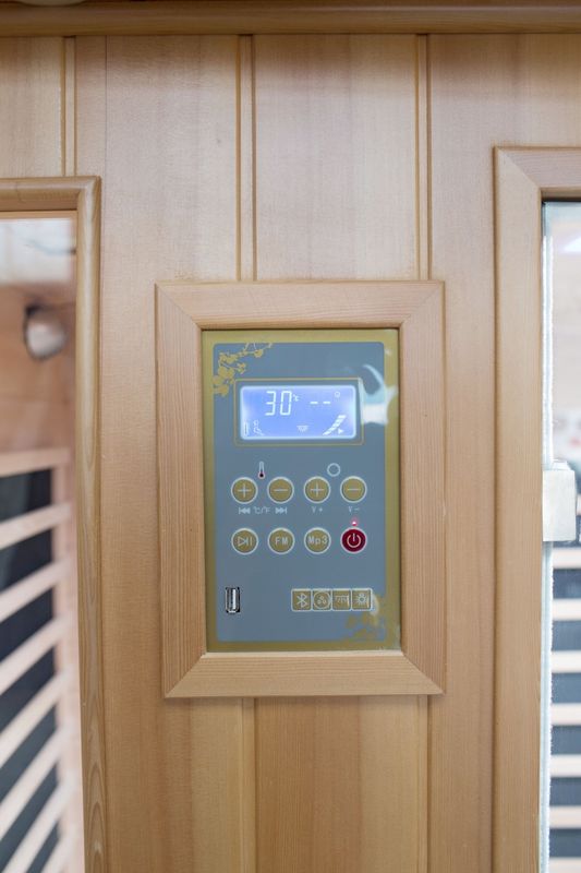 Sauna controlada por computadora de Hemlock Panel de control de computadora clásico de 3 personas Modo de desintoxicación de humedad de la familia mejor vendido infrarrojo lejano