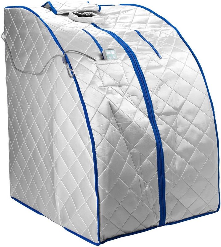 Sauna personal portátil de infrarrojo lejano moderno con iones negativos, ionizador de aire, almohadilla térmica para pies y silla con temporizador