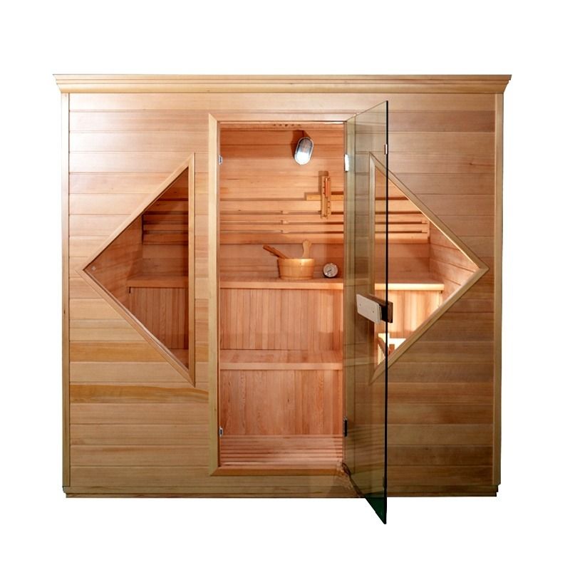 2021 Nuevo diseño Canadá Custom Hemlock Tradicional NO EMF Sauna de vapor estufa de madera sólida Sala de sauna tradicional para terapia
