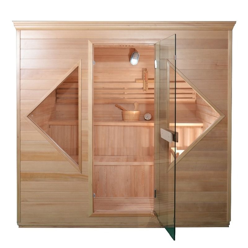2021 Nuevo diseño Canadá Custom Hemlock Tradicional NO EMF Sauna de vapor estufa de madera sólida Sala de sauna tradicional para terapia