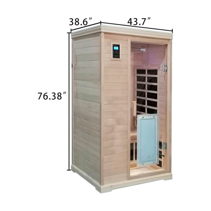Sauna tradicional de infrarrojos de madera para 2 personas, calefacción de 1750W, 9 placas, tiempo de precalentamiento de 10 minutos y control preestablecido de temperatura