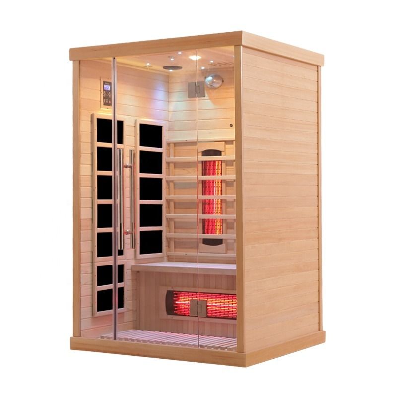 Sala de sauna tradicional barata de madera con cicuta infrarroja al aire libre de madera infrarroja para 2 personas