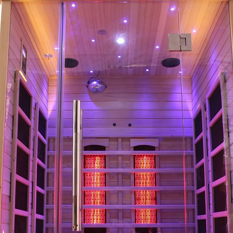 Sala de sauna tradicional barata de madera con cicuta infrarroja al aire libre de madera infrarroja para 2 personas