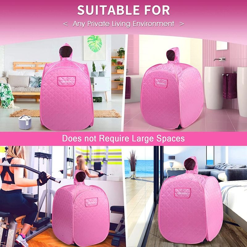 Saunas portátiles Lady Pink para uso personal, favoritas de las mujeres europeas, con panel de control por computadora para el hogar, para desintoxicación, sauna de cuerpo completo con silla