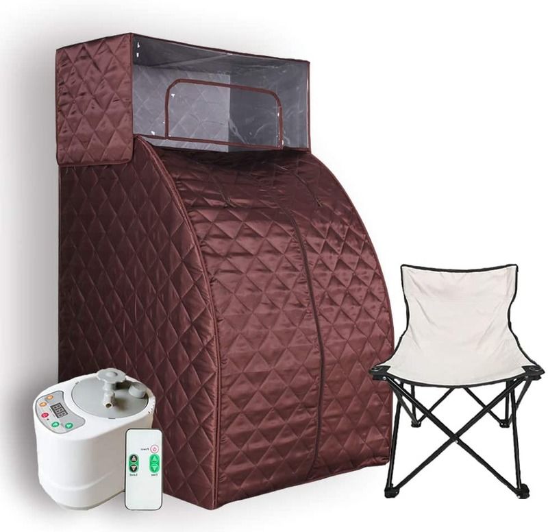 Juego de sauna de vapor moderno con vaporizador, control remoto para una persona, caja de calor para el hogar con manta para la cabeza y kit de silla para bajar de peso