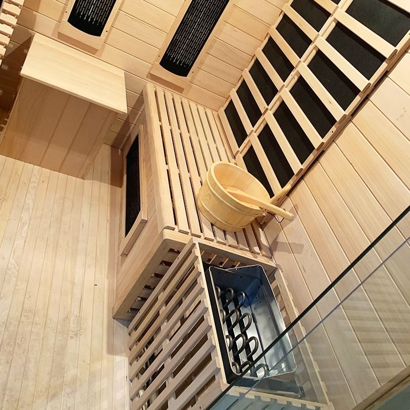 Estilo Tradicional Sauna de Vapor Tradicional Sala de Sauna Interior de Madera Infrarroja Sauna Seca Tradicional con Calentador