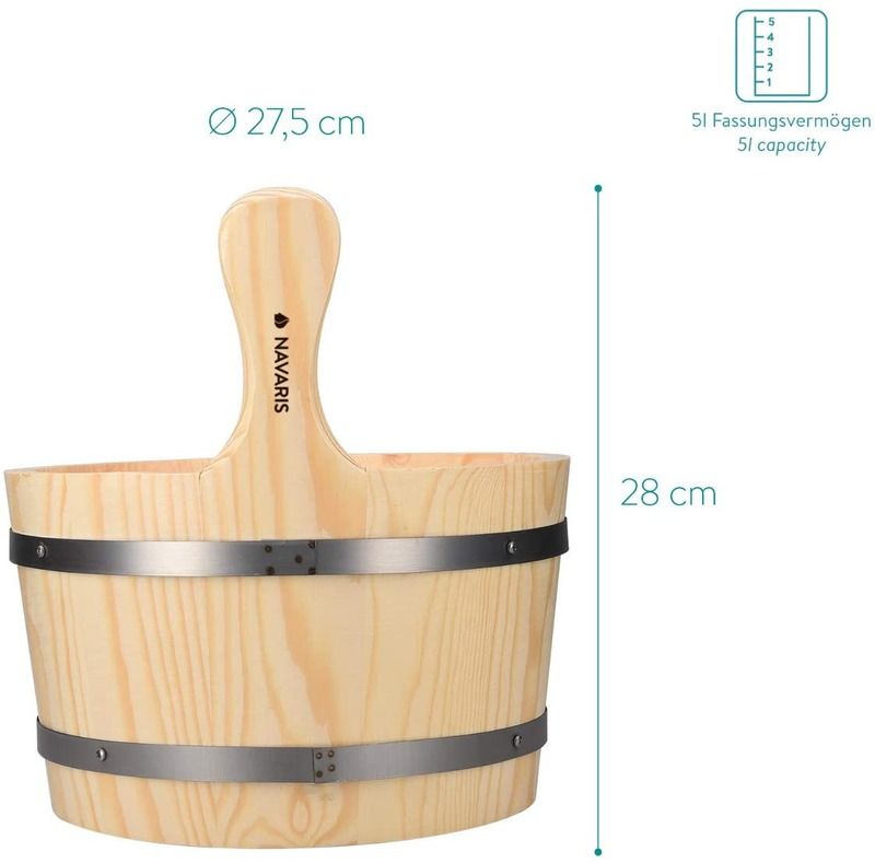 Sauna tradicional Cubo de madera con bolsillo Spa Accesorio esencial para el baño de vapor De madera de pino Cubo de línea de bolsillo Tiempo de arena de plástico